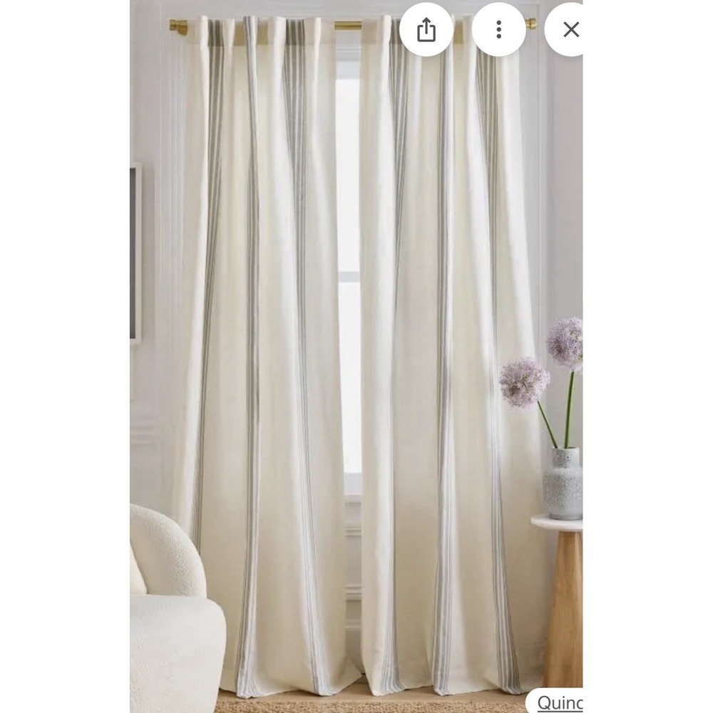 🆕 Quince Ivory/Light Gray Stripe Curtain Panel